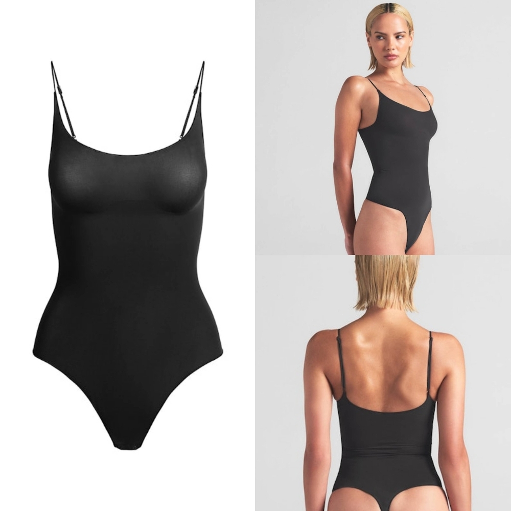 NWT SKIMS Sheer Seamless Thong Bodysuit Onyx - 2X